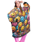 SHNOODIE | GRAFFITI SMILEY FACES | ONE-SIZE | Unisex Blanket Hoodie