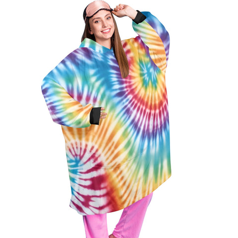 SHNOODIE | TIE-DYE | ONE-SIZE | Unisex Blanket Hoodie (Model H59)