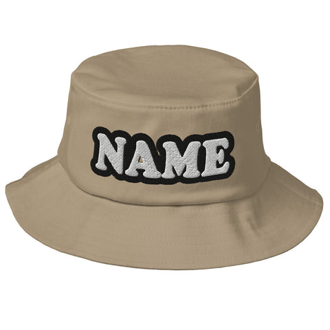 CUSTOM NAME • OLD SCHOOL BUCKET HAT • ADD ANY NAME/WORD/YEAR/DATE/AGE/NUMBER