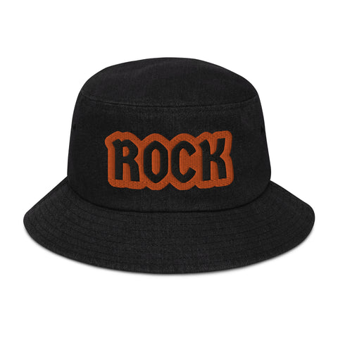 CUSTOM DENIM BUCKET HAT • ROCK STYLE FONT • 1 •