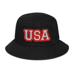 CUSTOM DENIM BUCKET HAT • USA STYLE FONT • 1 •