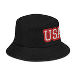 CUSTOM DENIM BUCKET HAT • USA STYLE FONT • 1 •