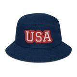 CUSTOM DENIM BUCKET HAT • USA STYLE FONT • 1 •