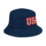 CUSTOM DENIM BUCKET HAT • USA STYLE FONT • 1 •