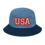 CUSTOM DENIM BUCKET HAT • USA STYLE FONT • 1 •