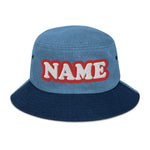 CUSTOM NAME • DENIM BUCKET HAT • ADD ANY NAME/WORD/YEAR/DATE/AGE/NUMBER