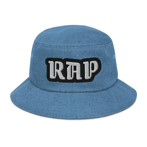 CUSTOM DENIM BUCKET HAT • RAP STYLE FONT • 1 •