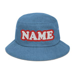 CUSTOM NAME • DENIM BUCKET HAT • ADD ANY NAME/WORD/YEAR/DATE/AGE/NUMBER