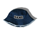 CUSTOM NAME • DISTRESSED DENIM BUCKET HAT • ADD ANY NAME/WORD/YEAR/DATE/AGE/NUMBER