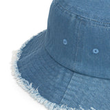 CUSTOM DISTRESSED DENIM BUCKET HAT • USA STYLE FONT • 1 •