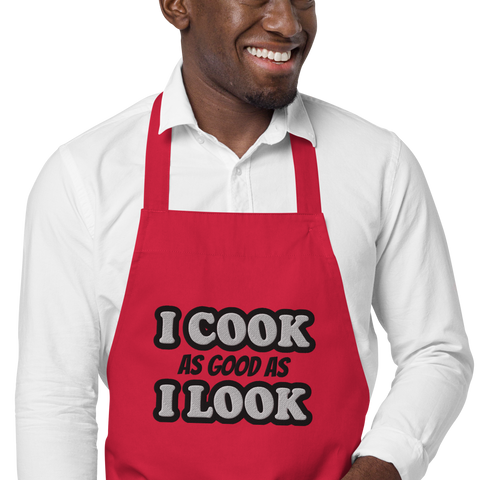 I COOK AS GOOD AS I LOOK • CUSTOM COTTON APRON • BBQ CHEF •