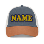 CUSTOM NAME • PIGMENT-DYED TRUCKER CAP • ADD ANY NAME/WORD/YEAR/DATE/AGE/NUMBER