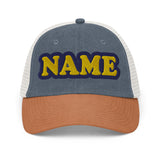 CUSTOM NAME • PIGMENT-DYED TRUCKER CAP • ADD ANY NAME/WORD/YEAR/DATE/AGE/NUMBER