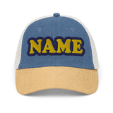 CUSTOM NAME • PIGMENT-DYED TRUCKER CAP • ADD ANY NAME/WORD/YEAR/DATE/AGE/NUMBER