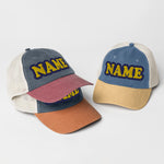 CUSTOM NAME • PIGMENT-DYED TRUCKER CAP • ADD ANY NAME/WORD/YEAR/DATE/AGE/NUMBER