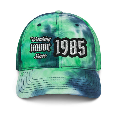 ADD ANY YEAR OF BIRTH!!! WREAKING HAVOC SINCE ???? • CUSTOM TIE-DYE DAD HAT • BIRTHDAY